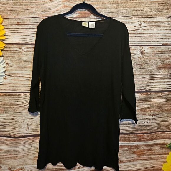 Islander midi black dress Women's large pre-owned - Picture 1 of 5